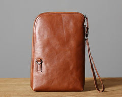 Leather Mens Clutch Cool Wallets Zipper Clutch Messenger Bag Wristlet Wallet for Men