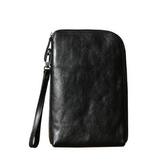 Leather Mens Clutch Cool Wallets Zipper Clutch Messenger Bag Wristlet Wallet for Men