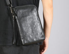 Leather Mens Clutch Cool Wallets Zipper Clutch Messenger Bag Wristlet Wallet for Men