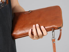 Leather Mens Clutch Cool Wallets Zipper Clutch Messenger Bag Wristlet Wallet for Men