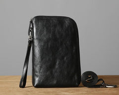 Leather Mens Clutch Cool Wallets Zipper Clutch Messenger Bag Wristlet Wallet for Men