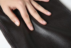 Cool Leather Mens Clutch Wallet Zipper Clutch Wristlet Wallet for Men