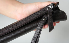 Cool Leather Mens Clutch Wallet Zipper Clutch Wristlet Wallet for Men