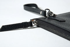 Cool Leather Mens Clutch Wallet Zipper Clutch Wristlet Wallet for Men