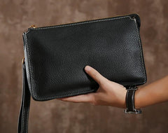 Leather Mens Clutch Cool Wallet Zipper Clutches Wristlet Wallet for Men