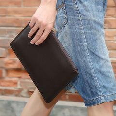 Cool Leather Mens Clutch Wallet Zipper Clutch Wristlet Wallet for Men