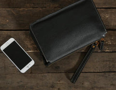 Leather Mens Clutch Cool Wallet Zipper Clutches Wristlet Wallet for Men