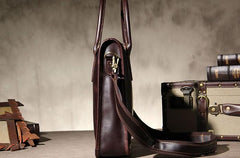 Leather Mens Coffee Handbag Briefcase Shoulder Bag Work Bag Business Bag for men