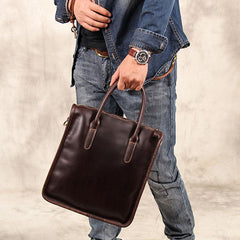 Leather Mens Coffee Handbag Briefcase Shoulder Bag Work Bag Business Bag for men