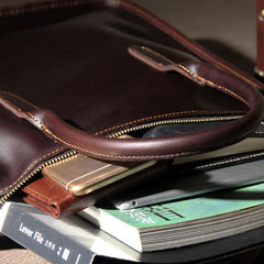 Leather Mens Coffee Handbag Briefcase Shoulder Bag Work Bag Business Bag for men