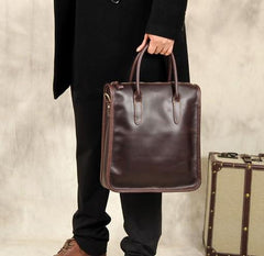 Leather Mens Coffee Handbag Briefcase Shoulder Bag Work Bag Business Bag for men
