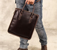 Leather Mens Coffee Handbag Briefcase Shoulder Bag Work Bag Business Bag for men