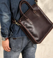 Leather Mens Coffee Handbag Briefcase Shoulder Bag Work Bag Business Bag for men