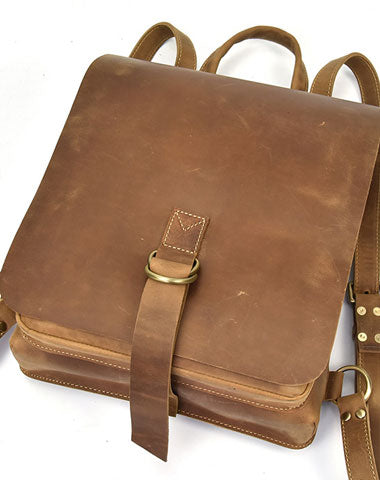 Genuine Leather Mens Cool Backpack Briefcase Bag Travel Bag Hiking Bag For Mens