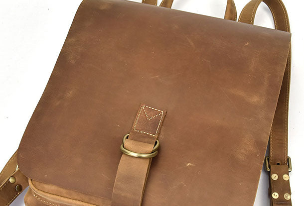 Genuine Leather Mens Cool Backpack Briefcase Bag Travel Bag Hiking Bag For Mens