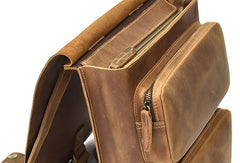 Genuine Leather Mens Cool Backpack Briefcase Bag Travel Bag Hiking Bag For Mens