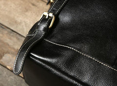 Black Leather Mens Cool Backpack Laptop Bag Large Travel Bags Hiking Backpack for Men