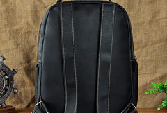 Genuine Leather Mens Cool Black Backpack for School Travel Bag Hiking Bag For Men