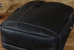 Genuine Leather Mens Cool Black Backpack for School Travel Bag Hiking Bag For Men