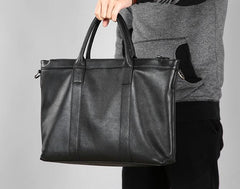 Leather Mens Cool Black Briefcase Work Bag Business Bag Laptop Bag for men