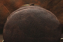Genuine Leather Mens Cool Bucket Backpack Travel Bag Hiking Bag For Mens