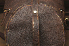Genuine Leather Mens Cool Bucket Backpack Travel Bag Hiking Bag For Mens