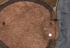 Genuine Leather Mens Cool Bucket Backpack Travel Bag Hiking Bag For Mens