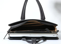 Black Leather Mens Cool Briefcases Work Bag Business Bag Laptop Bag for men