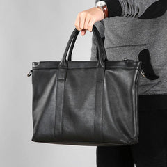 Black Leather Mens Cool Briefcase Work Bag Business Bag Laptop Bags for men