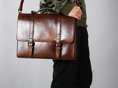 Leather Mens Cool Messengers Bag Large Briefcase Work Bag Business Bag Laptop Bag for men