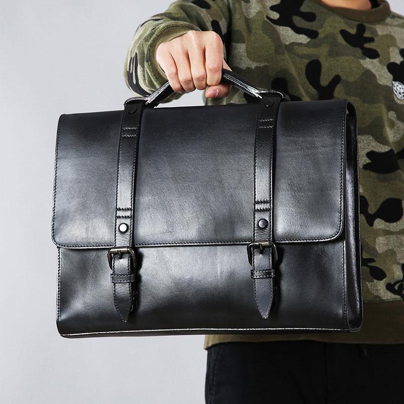 Leather Mens Cool Messengers Bag Large Briefcase Work Bag Business Bag Laptop Bag for men