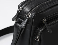 Black Leather Mens Cool Shoulder Bags Messenger Bags for men