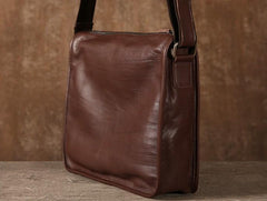 Coffee Leather Mens Cool Shoulder Bag Messenger Bags  for men