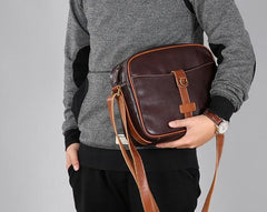 Leather Mens Cool Shoulder Bag Small Messenger Bag for men