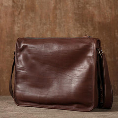 Coffee Leather Mens Cool Shoulder Bag Messenger Bags  for men