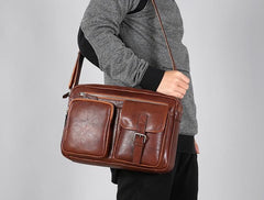 Black Leather Mens Cool Shoulder Bags Messenger Bags for men