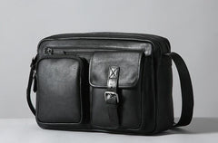 Black Leather Mens Cool Shoulder Bags Messenger Bags for men