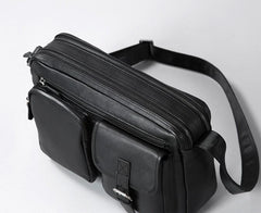 Genuine Leather Mens Cool Small Shoulder Bags Messenger Bag Bike Bag Cycling Bag for men