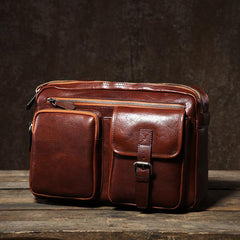 Leather Mens Cool Black Small Messenger Bag Shoulder Bag Bike Bag Cycling Bag for men