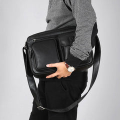 Genuine Leather Mens Cool Small Shoulder Bags Messenger Bag Bike Bag Cycling Bag for men