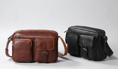 Genuine Leather Mens Cool Small Shoulder Bags Messenger Bag Bike Bag Cycling Bag for men