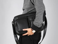 Genuine Leather Mens Cool Small Shoulder Bags Messenger Bag Bike Bag Cycling Bag for men