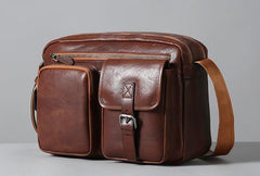 Genuine Leather Mens Cool Small Shoulder Bags Messenger Bag Bike Bag Cycling Bag for men