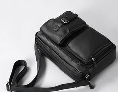 Genuine Leather Mens Cool Small Shoulder Bags Messenger Bag Bike Bag Cycling Bag for men