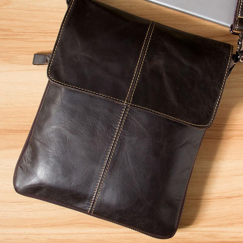 Genuine Leather Mens Cool Small Shoulder Bag Purse Messenger Bag Crossbody Bag for Men