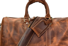 Genuine Leather Mens Cool Vintage Brown Weekender Bag Travel Bag Duffle Bags Overnight Bag Holdall Bag for men
