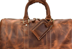 Genuine Leather Mens Cool Vintage Brown Weekender Bag Travel Bag Duffle Bags Overnight Bag Holdall Bag for men
