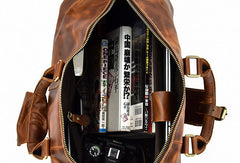 Genuine Leather Mens Cool Vintage Brown Weekender Bag Travel Bag Duffle Bags Overnight Bag Holdall Bag for men