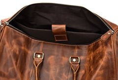 Genuine Leather Mens Cool Vintage Brown Weekender Bag Travel Bag Duffle Bags Overnight Bag Holdall Bag for men