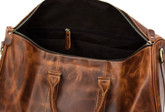 Genuine Leather Mens Cool Vintage Brown Weekender Bag Travel Bag Duffle Bags Overnight Bag Holdall Bag for men
